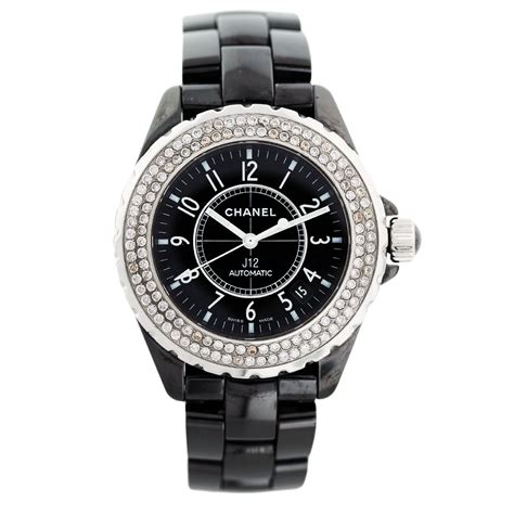 black chanel j12 watch|Chanel j12 diamond bezel.